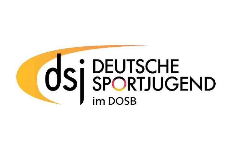 Logo der Deutschen Sportjugend im DOSB, bestehend aus Schriftzug und farbiger Grafik.