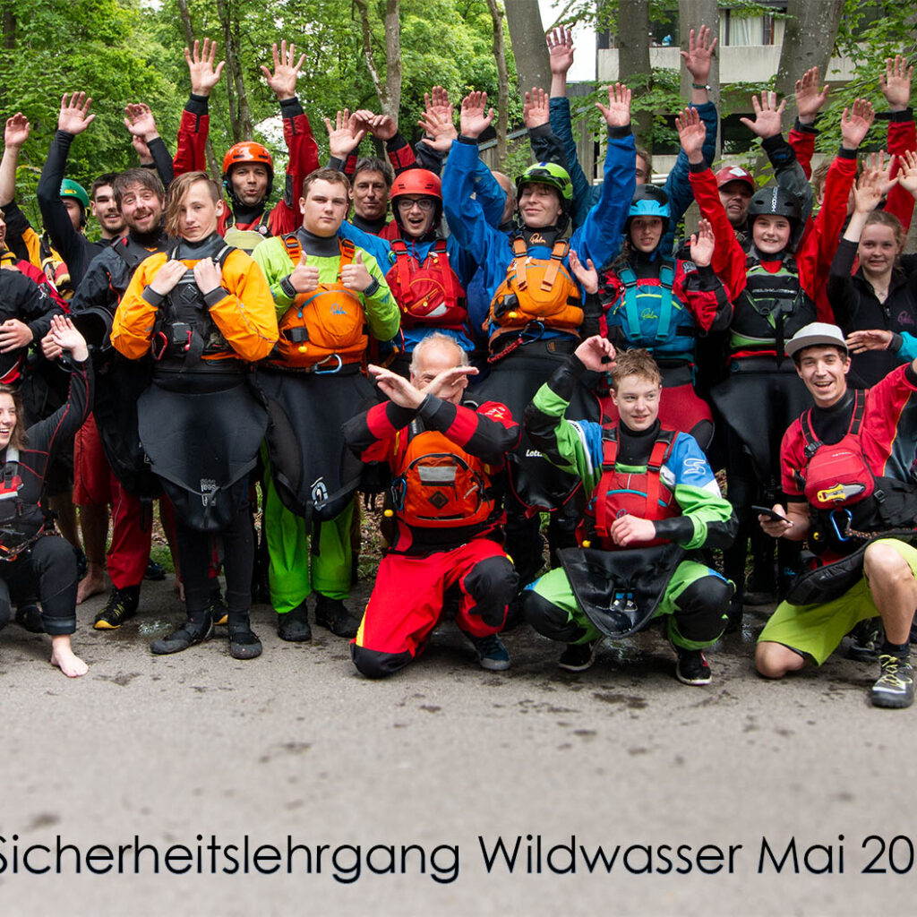 Die Teilnehmer des Sicherheitslehrgang Wildwasser 2019 